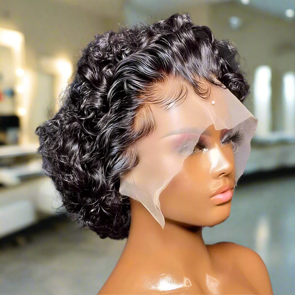 13*4 Pixie Cut Human Hair 6 Inches Lace Wig