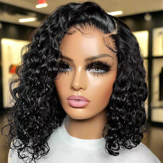 13*4 Curly Malaysian Wet Wavy Bob Wig