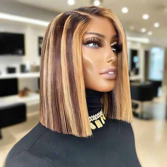 13*4 Ombre Straight Brazilian 4/27 Human Hair Bob Wig